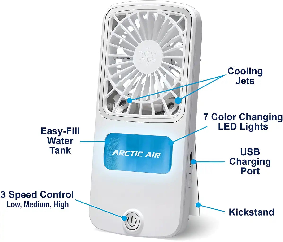 Ontel Arctic Air Portable Fan Cooler Pocket Chill Hydro-Chill Rechargeable